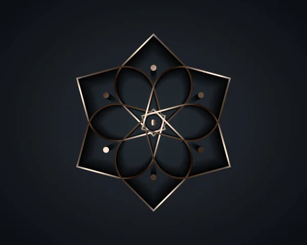 Mandala Fleur Lotus Argenté Graine Vie Symbole Géométrie Sacrée Logo — Image vectorielle