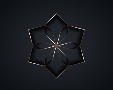 Gümüş nilüfer çiçeği mandala, yaşam sembolü Kutsal Geometri. Simya ezoterik çiçeğinin logo simgesi Geometrik mistik mandala. Vector altın metal hat sanat kutsal meditasyon tılsımı siyah üzerinde izole
