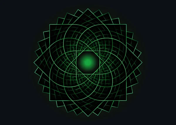 Mandala Fiori Loto Verde Seme Vita Simbolo Geometria Sacra Quarto — Vettoriale Stock