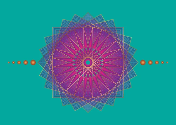 Holy Geometry Mandala Purple Flower Gold Medatative Circle Icon Geometry — 스톡 벡터