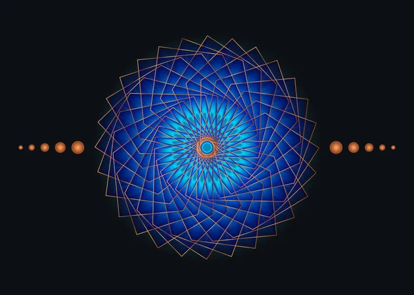 Сакральная Геометрия Мандала Икона Медитативного Круга Голубого Цветка Геометрический Дизайн — стоковый вектор