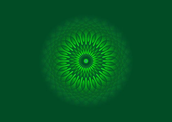 Helles Mandala Heilige Geometrie Grüne Blume Meditative Kreis Ikone Geometrisches — Stockvektor