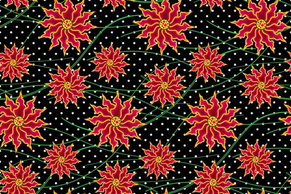 Бесшовная Африканская Восковая Печатная Ткань Дизайн Орнамента Ручной Работы Цветочный — стоковый вектор