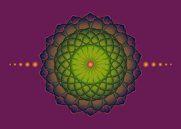 Heilige Geometrie Mandala Bunte Blume Gold Meditative Kreis Ikone Geometrisches — Stockvektor