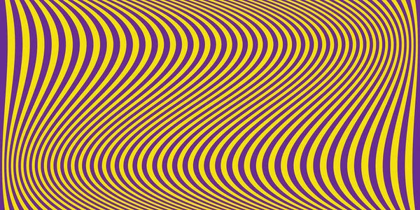 Paarse Gele Golvende Strepen Banner Psychedelische Kleurrijke Lijnen Abstracte Patroon — Stockvector