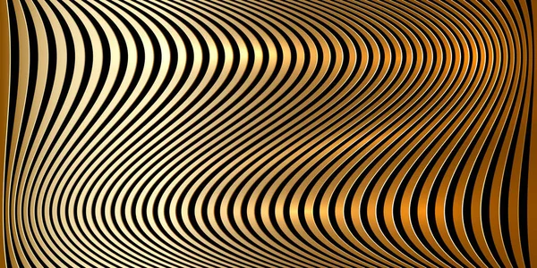 Gold Wavy Stripes Banner Psychedelic Africa Zebra Lines Abstract Pattern — Vector de stock