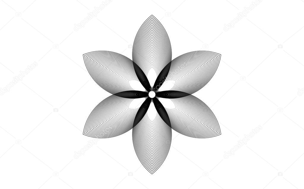 Seed Flower of life lotus icon, logo mandala sacred geometry, tattoo symbol of harmony and balance. Mystical talisman, black circles lines vector isolated on white background 