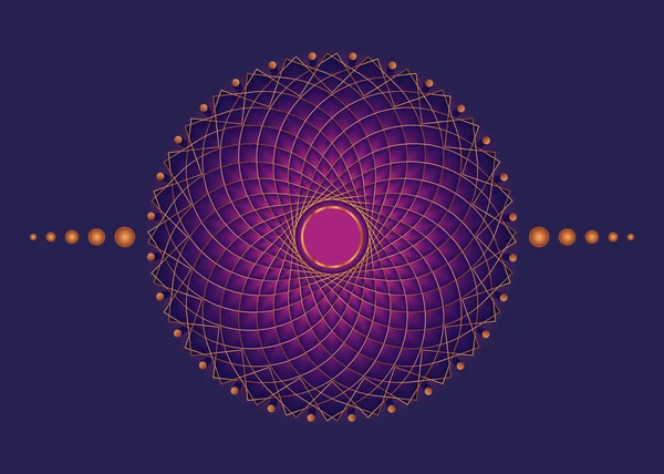 Sacru Geometrie Mandala Roz Flori Aur Meditativ Cerc Icoană Design — Vector de stoc