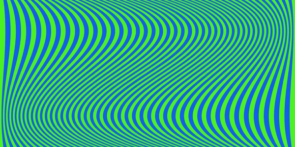 Green Blue Wavy Stripes Banner Psychedelic Colorful Lines Abstract Pattern — Vector de stock