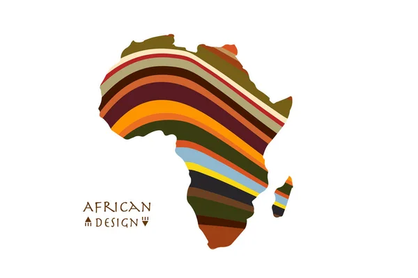 África Mapa Modelado Com Motivos Étnicos Listrados Logo Banner Cores —  Vetores de Stock
