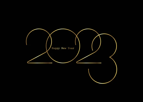 2023 Yeni Yıl Altın Logo Tasarımı Tatil Tebrik Kartı Vektör — Stok Vektör