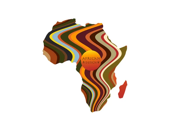 África Mapa Modelado Com Motivos Étnicos Listrados Logo Banner Cores —  Vetores de Stock