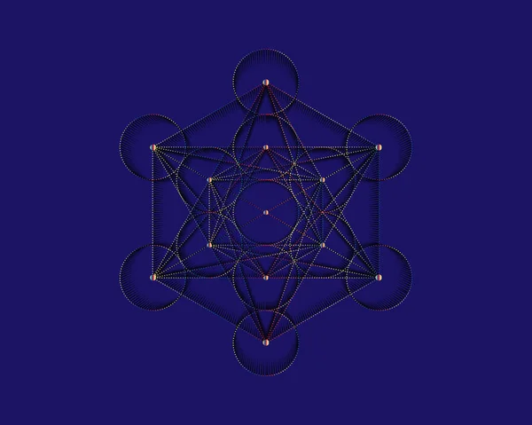 Metatrons Cube Flower Life Sacred Geometry Mystic Icon Platonic Solids — Stok Vektör