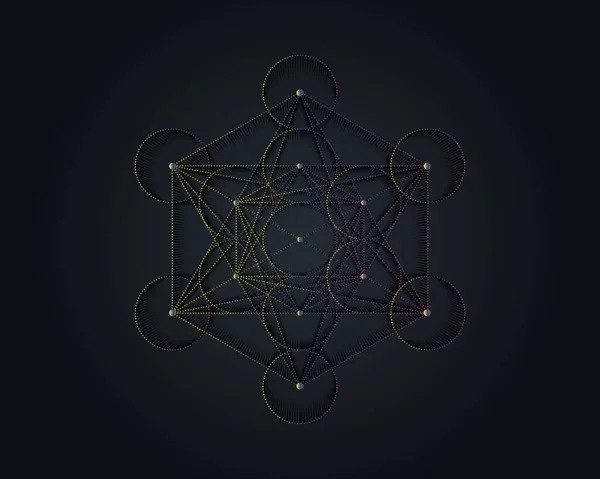 Metatrons Cube Flower Life Sacred Geometry Mystic Icon Platonic Solids — Vettoriale Stock