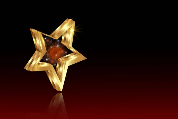 Χρυσή Έννοια Βραβείο Αστέρι Χρυσό Εικονίδιο Λογότυπο Εφέ Φωτός Διανυσματική — Διανυσματικό Αρχείο