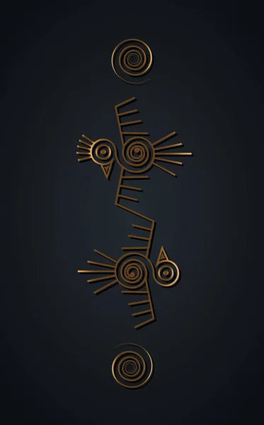 几只鸟阿兹特克标志着古老宗教的独立象征 病媒玛雅神奇的动物黄金图标 美国文化图腾 部落吉祥物 墨西哥的历史模式 印度或秘鲁鸟 — 图库矢量图片