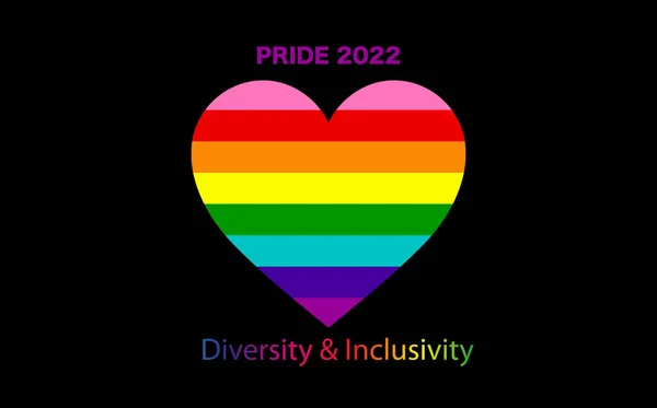 Gay Pride Modello Cuore Arcobaleno Forma Lgbtqia Diversità Inclusività Bandiera — Vettoriale Stock