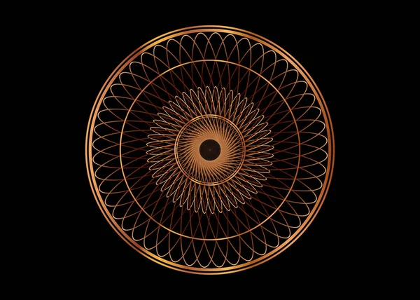 Dekoratif Yuvarlak Altın Çerçeve Çiçekli Süs Tasarımı Için Mandala Kartpostal — Stok Vektör