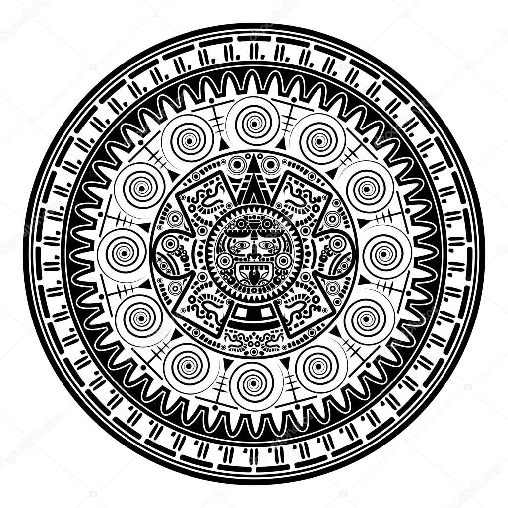 Vettoriale stockSacro Azteco Ruota Calendario Maya Sole Dio Maya Simboli  Etnici di ©robin_ph #577263684, image size:1024x1024