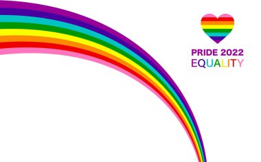 Gay Gururu 2022 Dalga Gökkuşağı Bayrağı LGBTQIA şablonu. Eşitlik, Kapitalite. LGBT bayrak işaretli Gurur Bayrağı. Gurur Ayı. Renkli tasarım elemanı çerçeve çerçeve vektörü beyaz arka grubunda izole