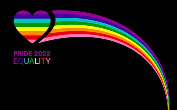 Gay Pride 2022 Wave Rainbow Heart Lgbtqia Template Equality Inclusivity — Vetor de Stock