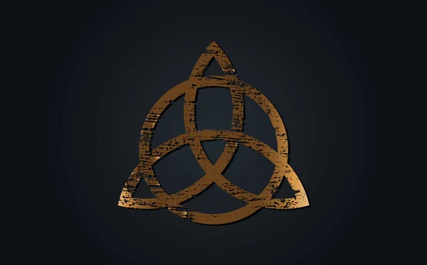 Gold Ancient Triquetra Trinity Knot Wiccan Symbol Protection Grunge Celtic — Image vectorielle