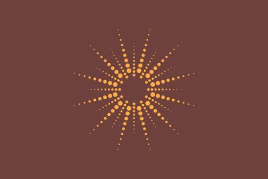 Dotted sun rays. Vintage sunburst background, logo design, Halftone effect, vector illustration isolated 