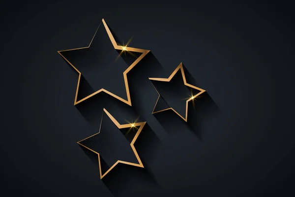 Gold Star Award Template Giving Ceremony Golden Stars Prize Concept — Stock vektor