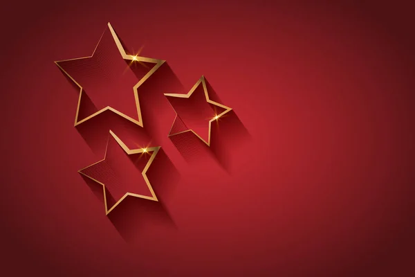 Gold Stars Template Giving Ceremony Golden Prize Red Carpet Concept — Stock vektor