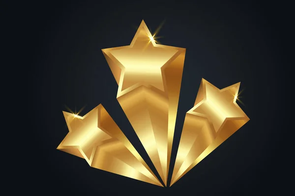 Gold Star Award Template Giving Ceremony Golden Stars Prize Concept — Image vectorielle