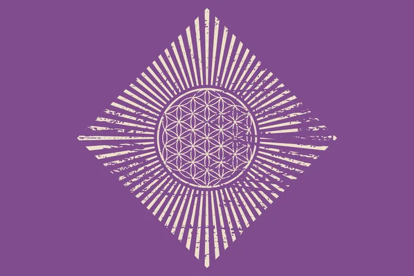 Flower Life Retro Spiritual Mandala Sacred Geometry Vintage Radiant Rays — Image vectorielle