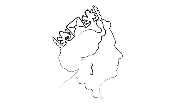 Side Profile Queen Elizabeth Queen Line Art Portrait Vector Illustration — Stockvektor