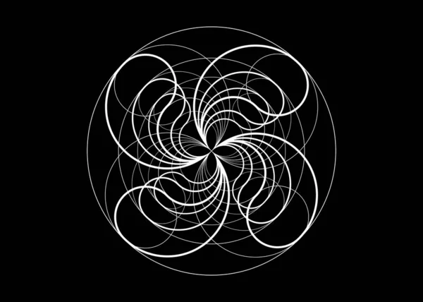 Mystical Flower Fortune Logo Icon Sacred Geometry Tattoo White Line — 图库矢量图片