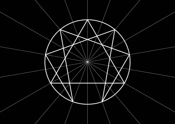Enneagramm Ikone Heilige Geometrie Vorlage Für Das Weiße Diagramm Logo — Stockvektor