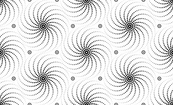 Sömlös Circle Halvton Spiral Mönster Bakgrund Radiella Hastighetslinjer Cirkelform Fyrverkerier — Stock vektor