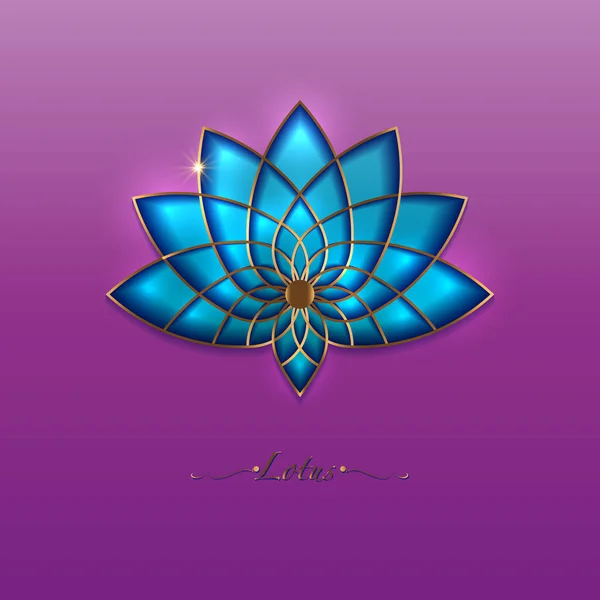 Flor Loto Azul Mandala Geometría Sagrada Adorno Lujo Dorado Logotipo — Vector de stock