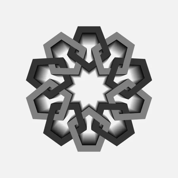 Geometrisk Malldesign Med Överlappande Element Islamiskt Motiv Geometriskt Mönster Mandala — Stock vektor