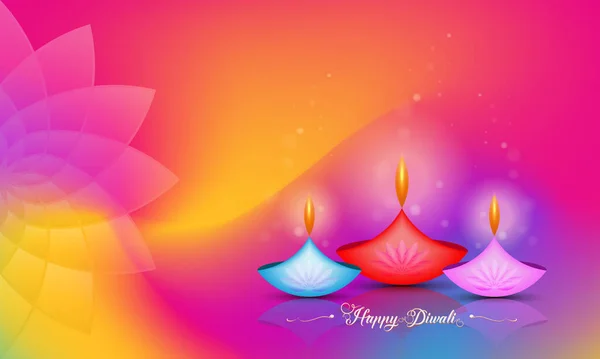 Glad Diwali Festival Lights Indien Celebration Färgglada Mall Grafisk Banner — Stock vektor