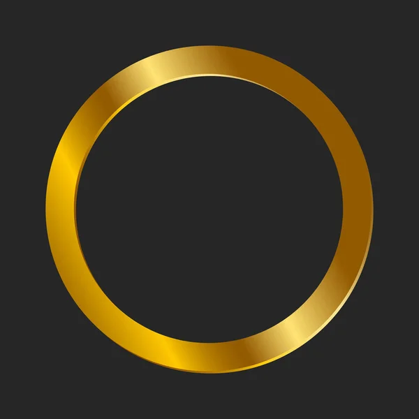 黒の背景に隔離された丸い黄金の輝くフレーム 暗い背景に隔離された金色の光沢のあるラウンドフレーム ゴールドメタルリング高級 空白の円の境界線 — ストックベクタ