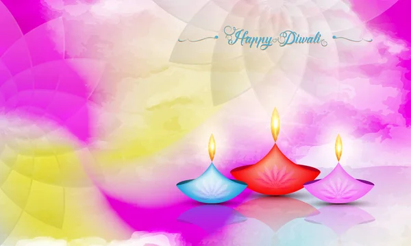 Happy Diwali Festival Lights India Celebración Plantilla Colorida Diseño Gráfico — Vector de stock