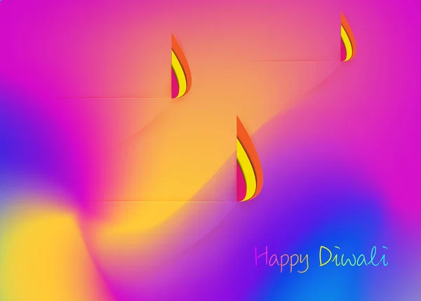 Plantilla Celebración India Happy Diwali Diseño Gráfico Corte Papel Lámparas — Vector de stock