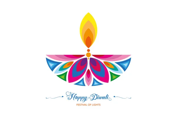 Happy Diwali Festival Lights India Celebration Colorful Logo Template Graphic — Stock Vector
