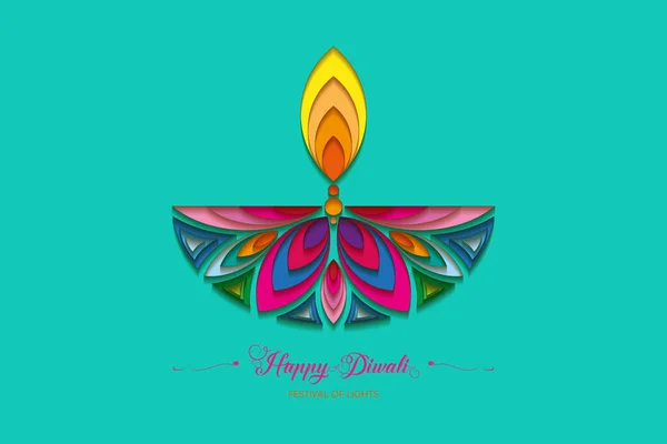 Happy Diwali Festival Lights India Celebration Colorful Logo Template Graphic — Stock Vector