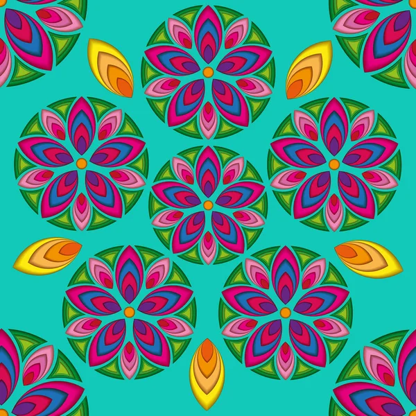 Fond Coloré Mandalas Fleur Éléments Décoratifs Vintage Modèle Oriental Illustration — Image vectorielle