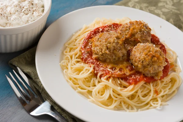 Spagetti och köttbullar — Stockfoto