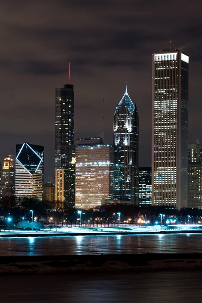 Chicago skyline noite — Fotografia de Stock