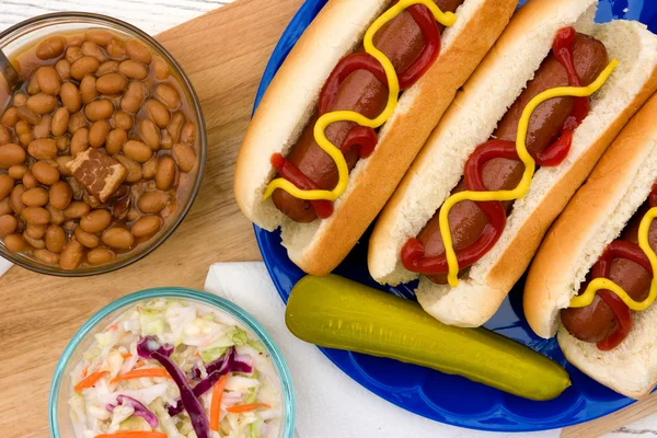 Grilled Hot Dogs Stock Photo