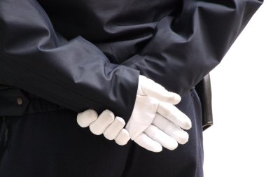 farklı kullanımlar için beyaz eldiven ile polis memuru