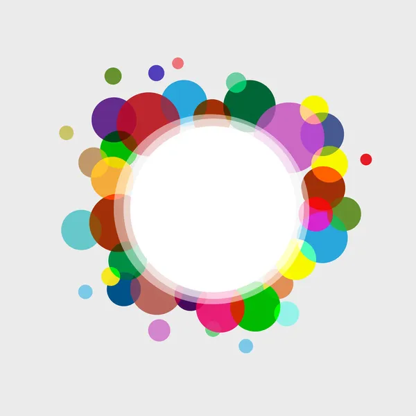 Αφηρημένη κύκλο πλαίσιο με χρωματισμένους κύκλους και μικρό λευκό αστέρι — Διανυσματικό Αρχείο