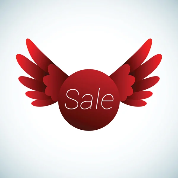 Sale sign with red wings — Stock Vector